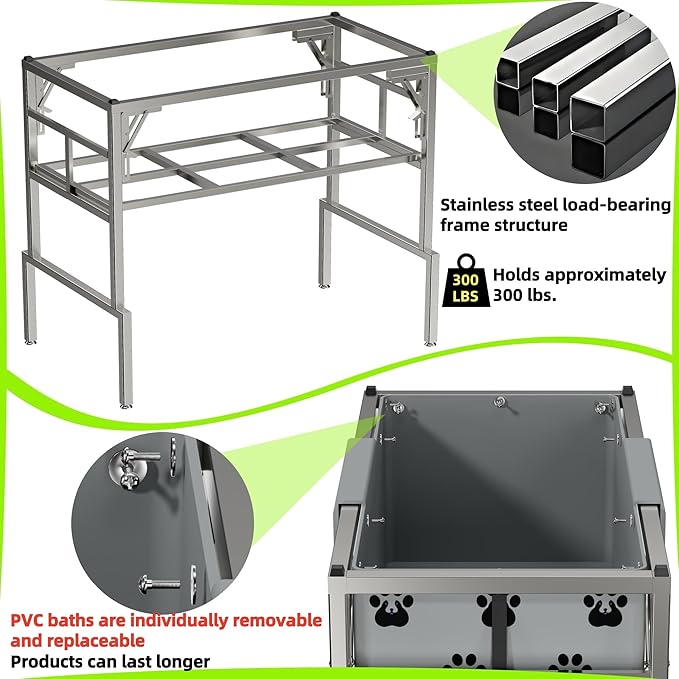 Dogvingpk Portable Foldable Elevated Dog Bathtub, 300 lb Capacity with Drain for Bathing Grooming Medium and Large Dogs, Indoor Outdoor Use