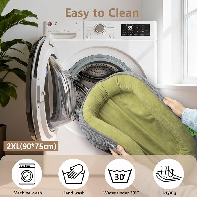 Washable Pet Dog Bed Large Sized Dog,Memory Foam Extra Large Calming Dog Cots Beds for Large Breed Dogs Crate Furniture,XL Dog Bed XXL Indoor Crate Mat with Detachable Bottom and Bolster Cushion