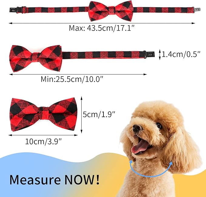 Segarty Dog Bow Tie, 6 PCS Bowties Cat Collar Dog Collar Holiday Grooming Bulk Bows for Festival Party Pet Puppy Photography Neck Wear Gift, Cute and Plaid Patterned