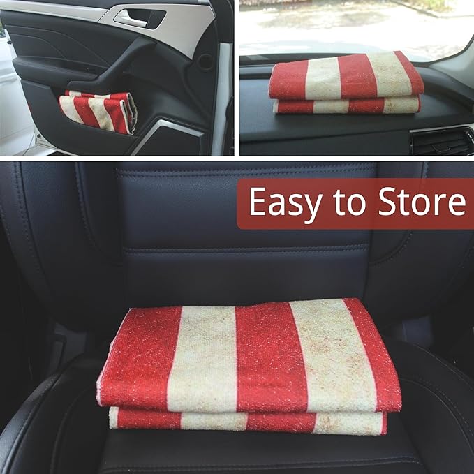 Waterproof Car Seat Cover for Front Seats, Protector for Cars SUVs Trucks, Sweat Towel Seat Covers Bucket for Gym,Workout,Beach,Hiking,Running and Swimming(American Flag Red, 2PCS)