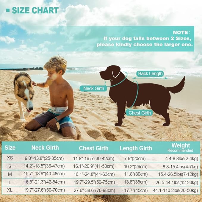 EMUST Dog Life Jacket Mermaid, Ripstop Dog Life Vests with Rescue Handle for Small Medium and Large Dogs, Pet Safety Swimsuit Preserver for Swimming Pool Beach Boating, (XS, Green)
