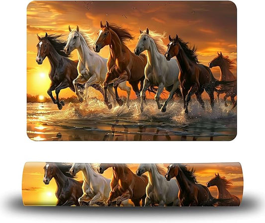 Dog Food Mat, 15.7" x 23.6" Absorbent Pet Feeding Mat for Food and Water, Waterproof Diatom Mud Pet Placemat with Non-Slip Rubber Backing, Easy Clean Cat Bowl Mat for Floors - Running Horse