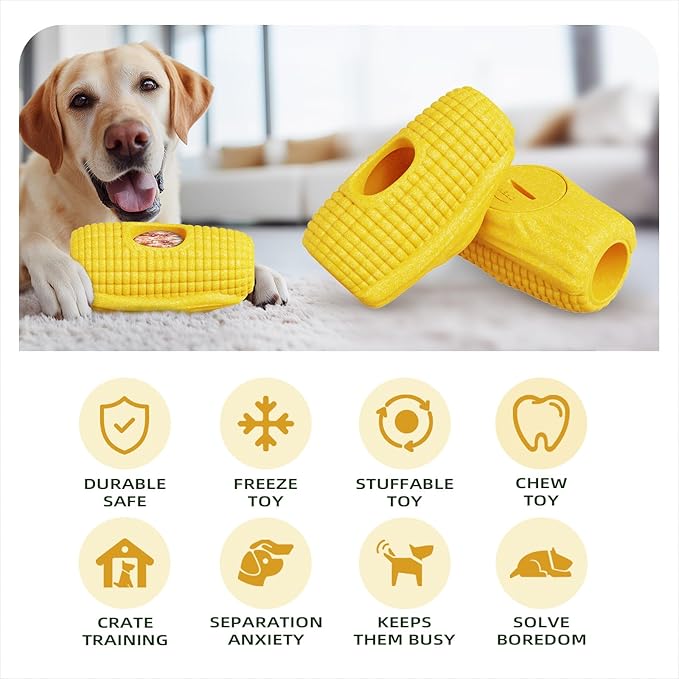 Dog Frozen Treat Toys to Keep Them Busy - Interactive Dog Puzzle Toys with Frozen Mold, Indestructible Aggressive Chew Toys for Large Dogs, Food Grade-Easy to Clean-Reduce Anxiety-Safe Chewing-Yellow