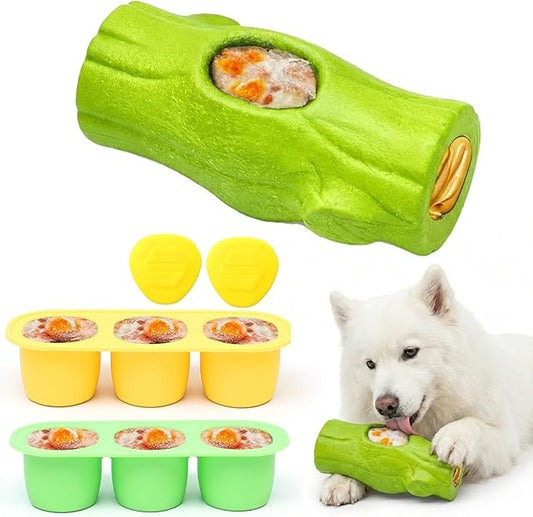 Green Dog Toys for Aggressive Chewers, Interactive Indestructible Dog Toys with Frozen Treat Function, Durable Dog Puzzle Toy for Large & Medium Dogs, Reduces Anxiety