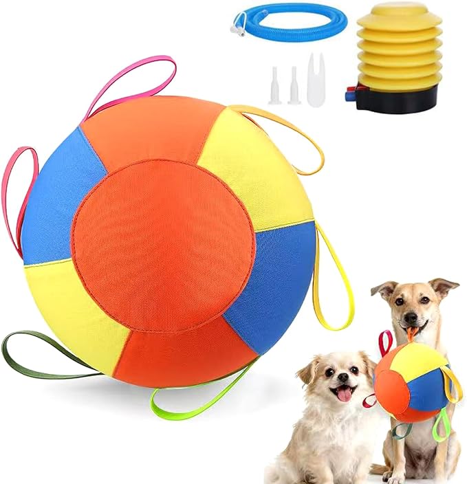 Herding Ball for Dogs,10 Inch Dog Training Balls with Heavy-Duty Handle Cover and Pump,Interactive Dog Toy Herding Ball for Australian Shepherd, Border Collie, Large Breed