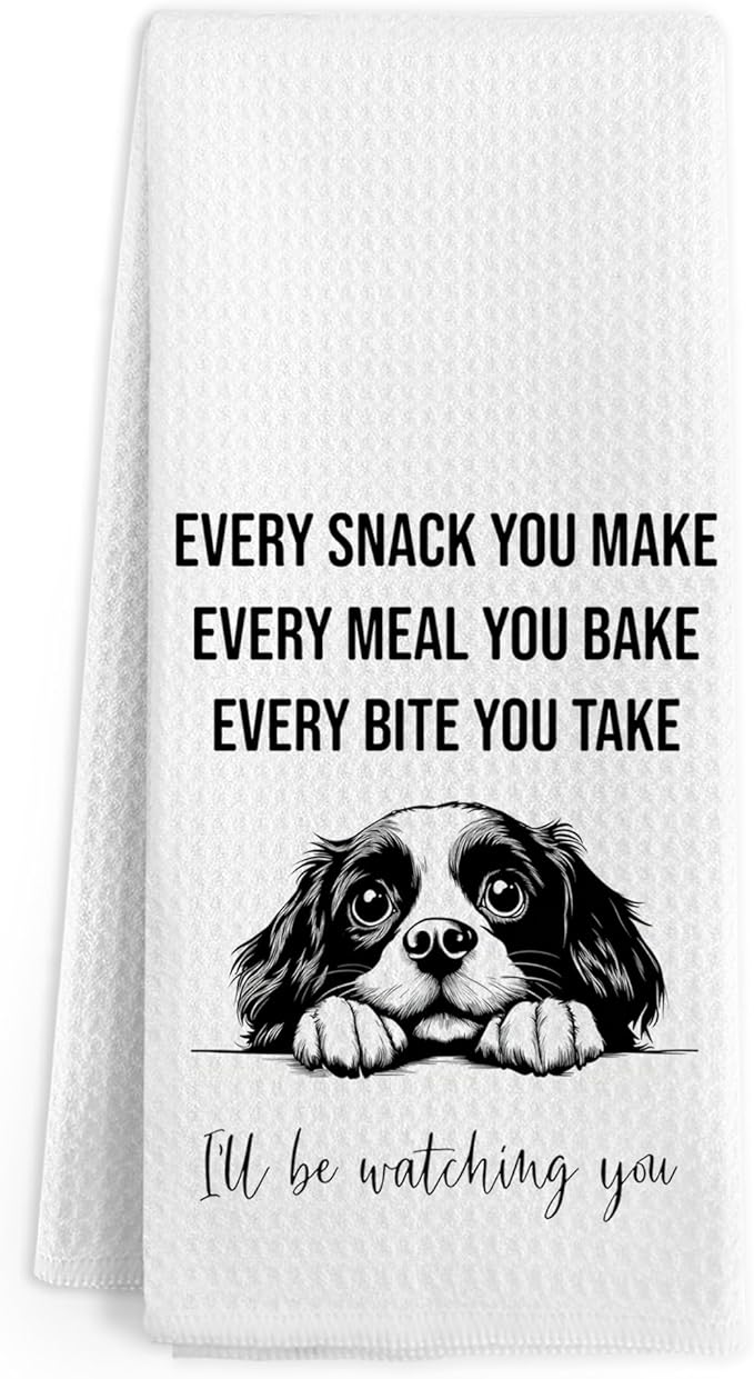Funny Cavalier King Charles Spaniel Dog Kitchen Towels, Cavalier King Charles Spaniel Gifts for Dog Lovers, Dogs Themed Hand Towels, Puppy Dogs Dish Tea Towel for Kitchen Bathroom, 16x24 Inch