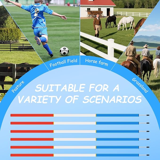 6 Pcs 6FT Pole Bending Poles for Horses | Horse Training Equipment with Round Base | Adjustable Gear for Horse Agility, Equestrian Sports, Soccer Drills, Football Practice & Dog Obstacle Courses