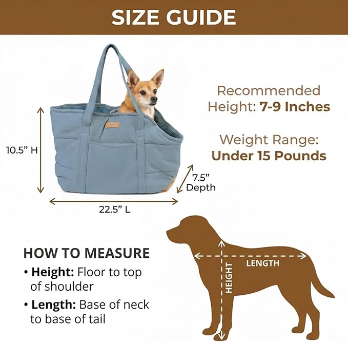 Plush Dog Purse Carrier for Small Dogs, Soft Dog Tote Bag with Safety Harness Clip, Cozy Pet Carrier for Dogs Under 15 lbs, Comfortable Dog Shoulder Carrier for Travel, Light Blue