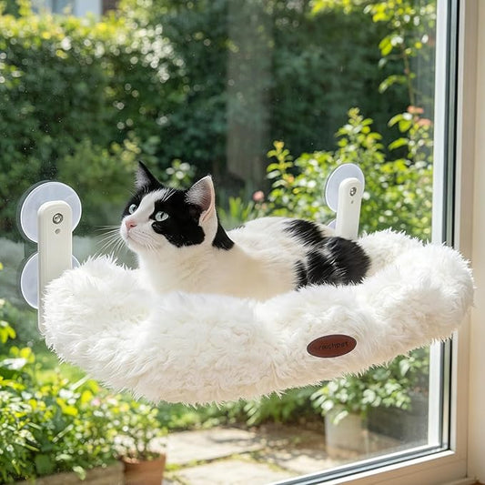 Woochpet Cordless Cat Window Perch, Large Size Hammock with 4 Strong Suction Cups, Cat Hammock for Window with Two Fabrics Cover, Foldable Bed for Cats