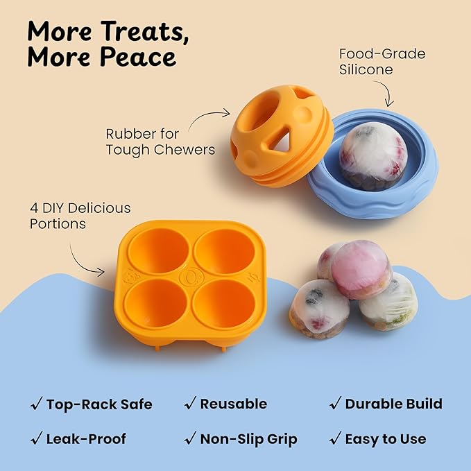 Nocciola Enrichment Dog Licking Toy Set, Frozen Treat Molds & Interactive Feeder for Aggressive Chewers, Freezable Rubber Dog Lick Bowl Long-Lasting to Keep Them Busy, Engagement & Anxiety Relief