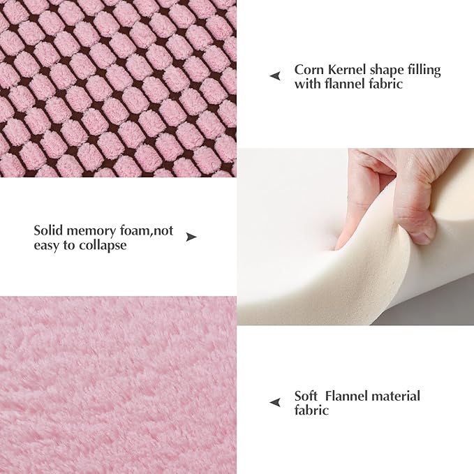 BVAGSS Reversible Dog Crate Pad, Memory Foam Pet Bed Mat, Soft Warm Machine Washable Sleeping Kennel Mattress for Small Medium Large Dogs XH079 (42''x28''x1.6'',Pink)