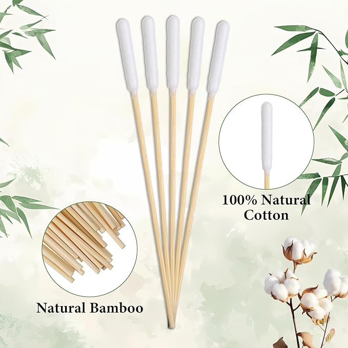 Mabor 100 Pcs 6-Inch Long Cotton Swabs - Extended Reach Pet Ear Cleaner Tool & Applicators for Dog Ear Cleaning, Electronics, Crafts, First Aid