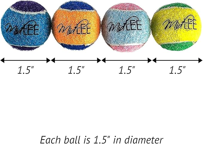 Midlee X-Small Dog Tennis Balls 1.5" Pack of 12 (Assorted, 1.5 inch)