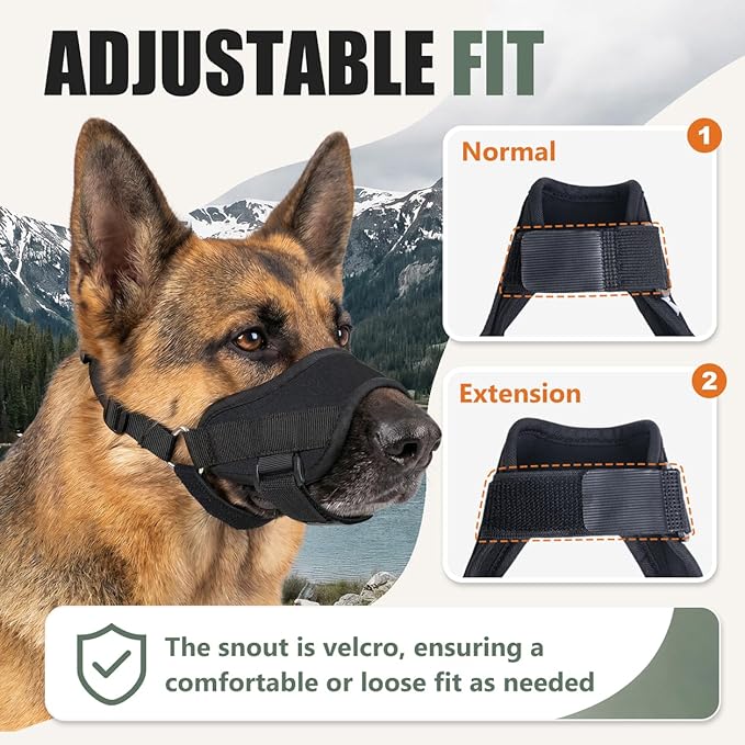 Soft Dog Muzzle for Large Medium Small Dogs, Adjustable Breathable No Bite Dogs Muzzle – Secure Fit Comfortable Humane Dog Mouth Guard for Training Grooming Walking (Large)