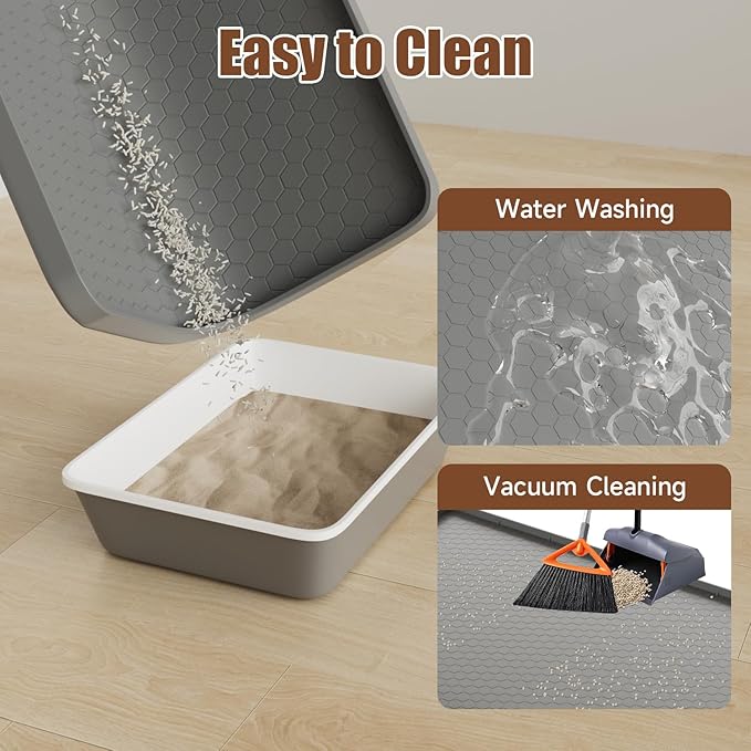 Cat Litter Mat, 34" X 22" Large Silicone Mat Kitty Litter Trapping Mat, Waterproof Silicone Pad, Soft on Kitty Paws, Urine-Proof, Easy to Clean, Non-Slip Floor Protector for Floor