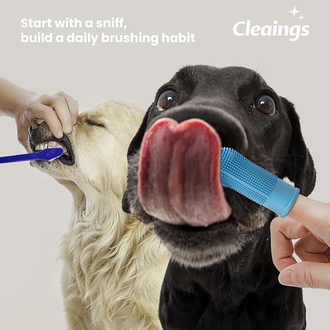 Pet Finger Toothbrush with Flavor Burst Beads, 360° Silicone Toothbrush Kit for Dogs & Cats, Deep Teeth Cleaning - 6 Pcs Chicken Flavor