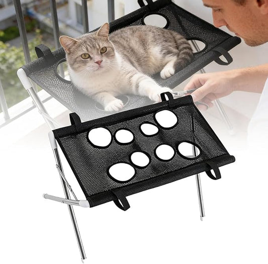 Pet Grooming Hammock Dog Cat Grooming Harness with Frame Stand Detachable Hanging Cradle Sling Anti-Scratch for Small Pets Nail Clipping, Bathing, Claw Care, Ear Cleaning (Black)