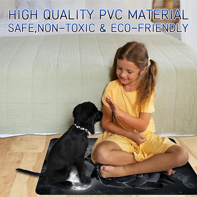Dog Food Mat, 19.6" x 23.6" Absorbent Pet Feeding Mat for Food and Water, Waterproof Diatom Mud Pet Placemat with Non-Slip Rubber Backing, Easy Clean Cat Bowl Mat for Floors - Gray Roses