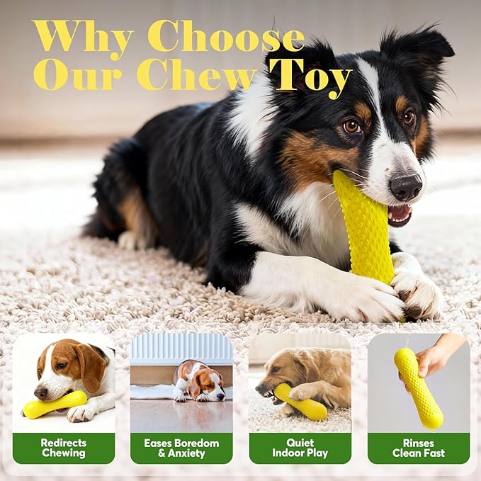 Kimee Natural Rubber Dog Chew Toy, Tough Bone Dog Toy for Aggressive Chewers, Milk-Scented Interactive Dog Toy for Medium & Large Dogs to Chew, Tug & Fetch