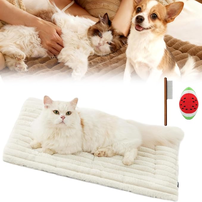 Self Warming Pet Bed, Self Warming Pet Mat, Cordless Machine Washable Selfs Warmings Pet Beds for Cats Dogs, Pets Selfs Warmings Mats for Indoor (White, 18 * 24in)
