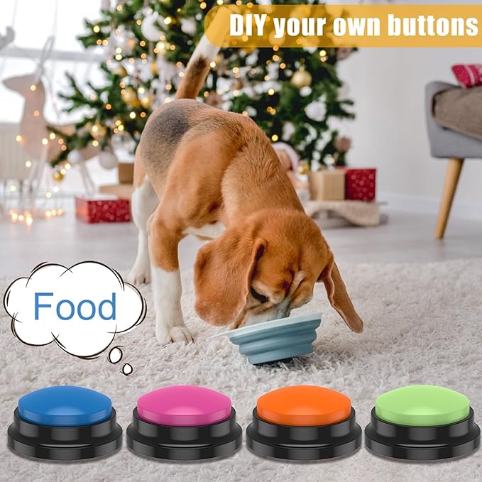 4Pcs Dog Talking Button Recordable Dog Communication Button Colorful Pet Training Buttons Battery Powered Pet Training Buzzer Clear Recording Dog Button Easy to Use for Dogs Pets Speech Home