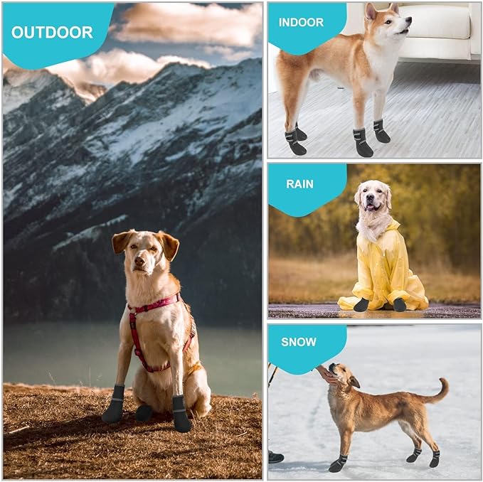 EXPAWLORER Waterproof Dog Shoes for Small Medium Large Dogs, Summer Dog Shoes for Hot Pavement, Hiking Walking, Reflective Dog Booties for Outdoor Snow Rain Days, Anti-Slip Dog Boots & Paw Protectors