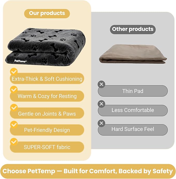 Pet Heating Pad for Cats Dogs, Heated Cat Dog Bed with 5 Temperature Levels, Timer, Auto Shut-Off, Thick Paw-Print Cover, Chew Resistant Cord for Indoor & Sheltered Outdoor Use (L: 26" x 20" x 1.3")