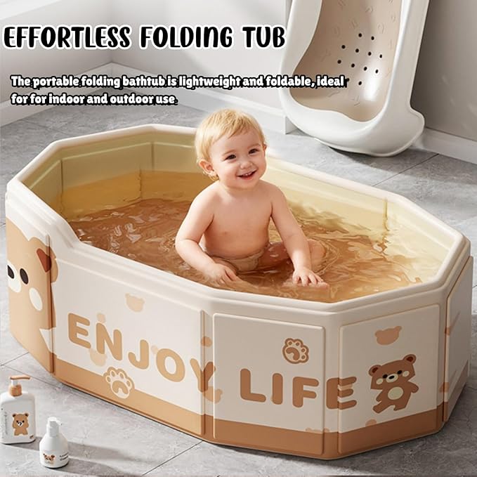 Foldable Bathtub 29.5'in Foldable Collapsible tub Portable Bathtub for Bathroom Folding SPA Tub for Shower Stall, Ideal for Small Spaces - Effortless Folding Bath (Brown)