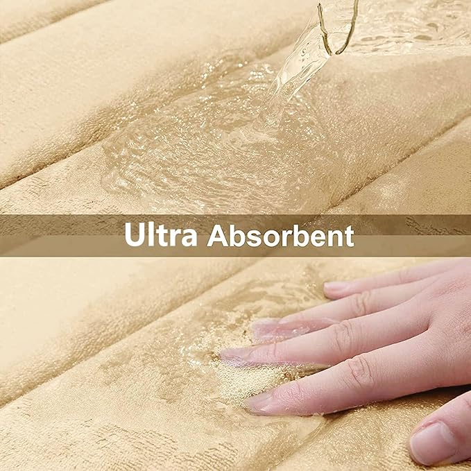 Buganda Memory Foam Bath Mat, 35.4" x 24", Ultra Soft and Non-Slip Bathroom Rugs, Water Absorbent and Machine Washable Bath Rug Runner for Bathroom, Shower, and Tub, Gold