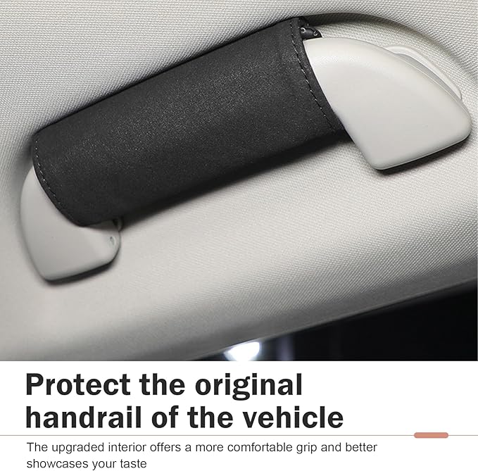 2 PCS Car Inside Door Handle Protectors, Anti-scratch Suede Leather Interior Trim, Non-slip Sweat-absorbent Handle Wrap with Hook & Loop, Interior Accessory for Cars Trucks Vans (Brown)