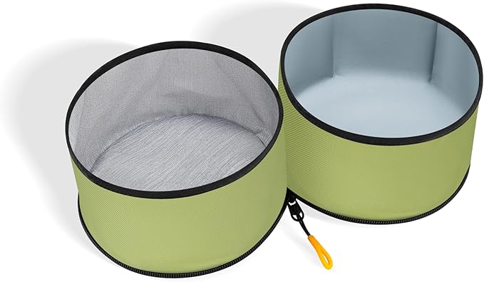 OllyDog Superbowl | Collapsible Dog Travel Bowl | 2-Compartment Food & Water | Foldable Portable Dog Dish | Hiking Camping Backpacking | Small Medium Large Dogs (Palm)