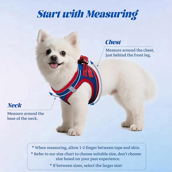 YIMEIS Dog Harness and Leash Set, No Pull Soft Mesh Pet Harness, Reflective Adjustable Puppy Vest for Small Medium Large Dogs, Cats (Red & Blue, Medium (Pack of 1)