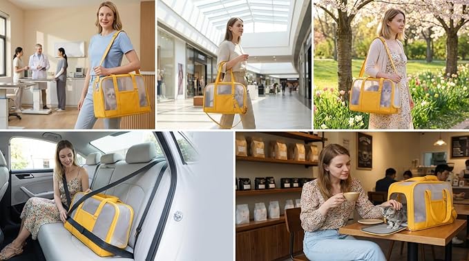 Dog Purse Carrier for Small Dogs-Pet Carrier Purse for Kitty and Puppy Soft Sided Carrier with Breathable Mesh Lightweight Pet Carrier Sling for Outing Travel Vet-Yellow