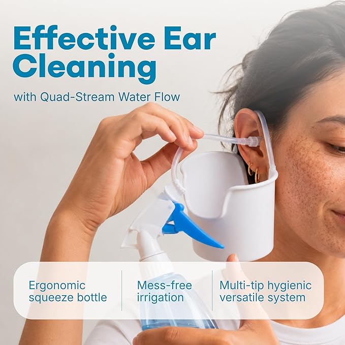 Medi Grade Ear Cleaning Kit Including Ear Cleaner Bottle, Basin with Quad-Stream tip - Earwax Removal Kit for Enhanced Hearing Clarity - Ear Wax Removal Tool for Ear Hygiene