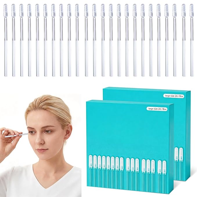 48 Pack Earwax Removal Adhesive Swabs,Sticky Ear Cleaning Stick,Adult Spiral Ear Wax Removal Ear Scoop Remover Tool,Gentle Ear Cleaner Tool,Reusable,Lightweight,For Home, Travel, Business Trips