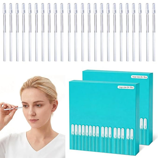 48 Pack Earwax Removal Adhesive Swabs,Sticky Ear Cleaning Stick,Adult Spiral Ear Wax Removal Ear Scoop Remover Tool,Gentle Ear Cleaner Tool,Reusable,Lightweight,For Home, Travel, Business Trips