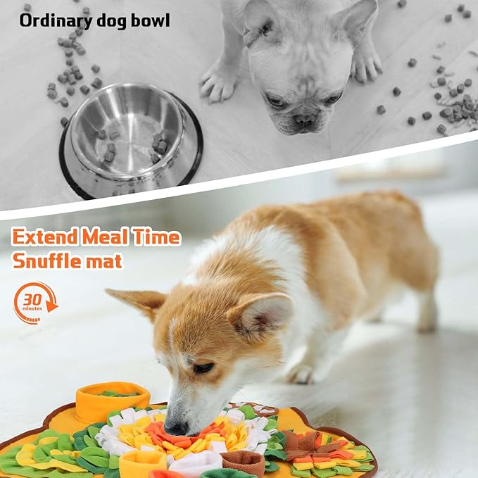 Yummy Sam Snuffle Mat for Small Medium Dogs, Portable Interactive Nose Smell Training Sniffing Pad with Puzzle Toys for Boredom Stimulating Slow Eating and Keep Busy (Orange)