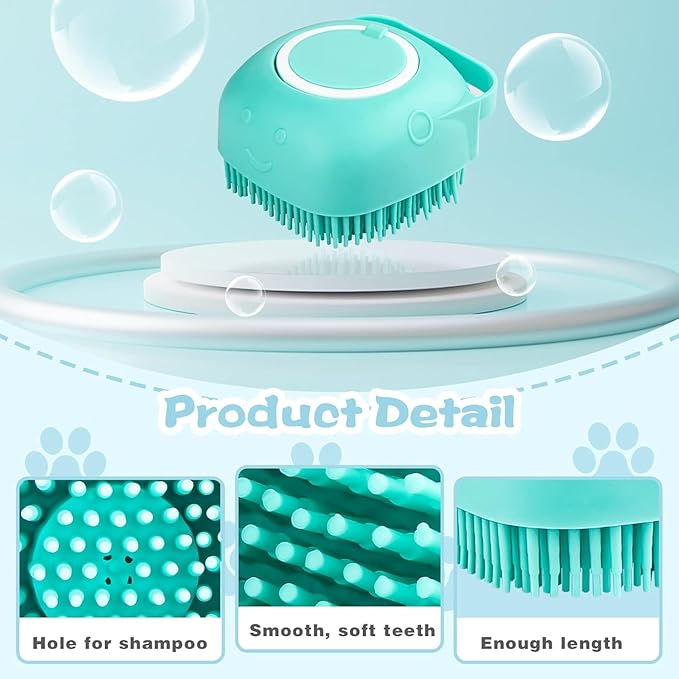 Dog Cat Bath Shampoo Brush Bubble for Bathing Dogs Dog Soap Brush with Soap Dispenser Dog Shower Silicone with Loop Handle for Pets Dogs Cats Doggie