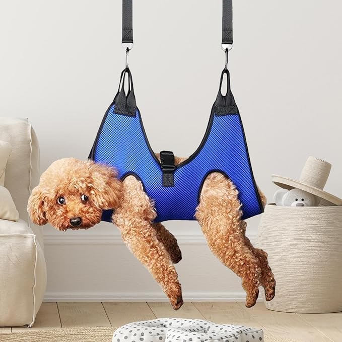 Portable Dog Hammock – Nail Trimming Harness Organizer, Bathing Block with Feature, Canvas Frame Gear with Feature, Hammock Functional Styling, Pet Supplies for Grooming, Large Breed, Indoor
