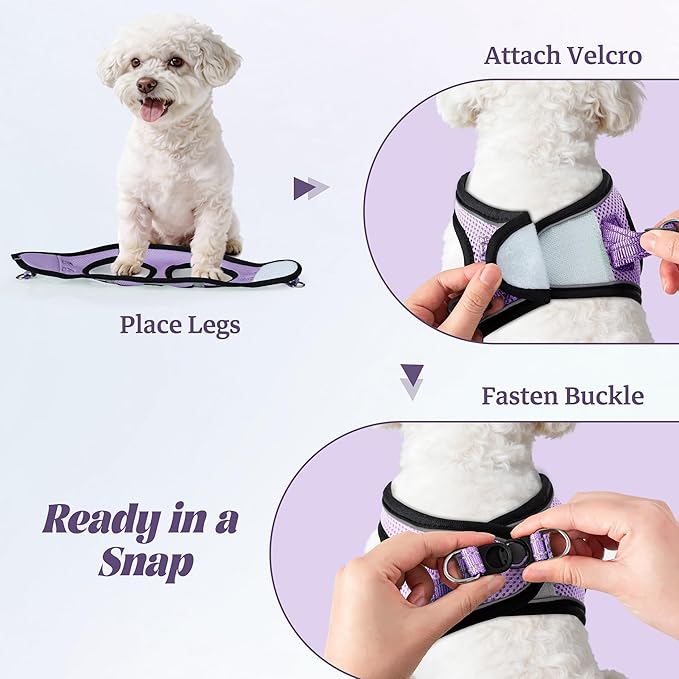 YIMEIS Dog Harness and Leash Set, No Pull Soft Mesh Pet Harness, Reflective Adjustable Puppy Vest for Small Medium Large Dogs, Cats (Taro Purple, Medium (Pack of 1)