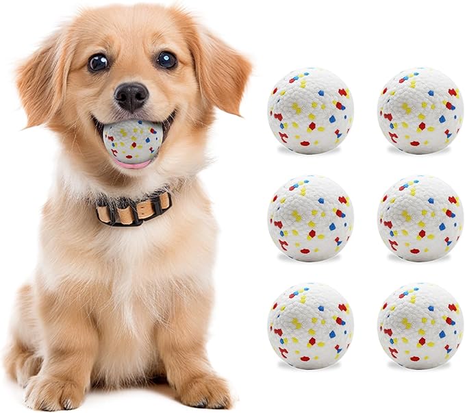 6 Pack Dog Balls, Specially Designed for Dogs that Like to chew, 2.2inch Stain-Resistant/Easy-Clean White Balls, Perfect for 2.2 Inch Automatic Dog Ball Launcher (ETPU Material)