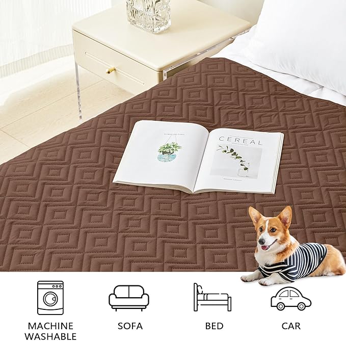 hyha Waterproof Dog Blanket, Soft Dog Bed Cover Pet Blankets, Waterproof Sofa Couch Cover for Dogs Washable, Reversible Pet Couch Covers for Sofa Furniture (68x82 Inch, Brown/Brown)