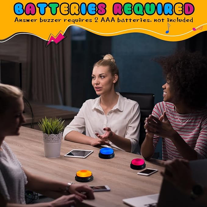 Honoson 8 Pack Recordable Answer Buzzers Button Custom Programmable Sound Buttons Funny Birthday Gifts for Family Trivia Nights Classroom Communication Study Home Office Game(Bright Color)