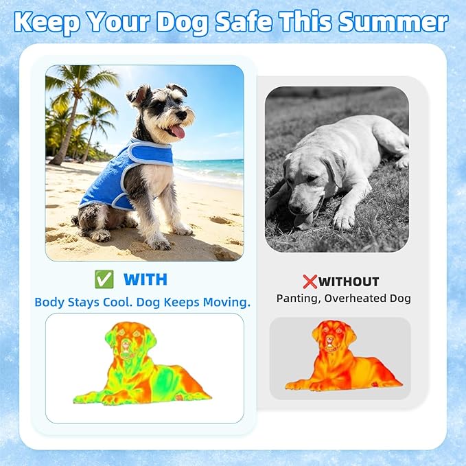 PUPTECK Dog Cooling Vest, Breathable Mesh PVA Dog Shirt, Lightweight Soft Instant Chill Sleeveless Pet Clothes, Adjustable Cooler Jacket Puppy Outfit for Hot Summer Outdoor, Blue Bear M