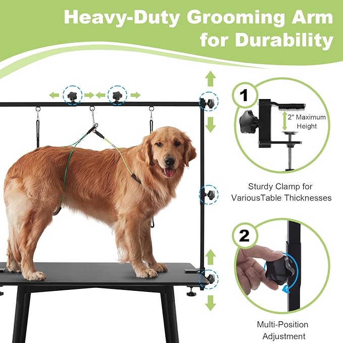 Home Dog Grooming Table Arm Adjustable 37" Height, 35"-51" Width Dog Grooming Arm with Clamp Perfect for Medium & Large Pets(Grooming Table Not Included)