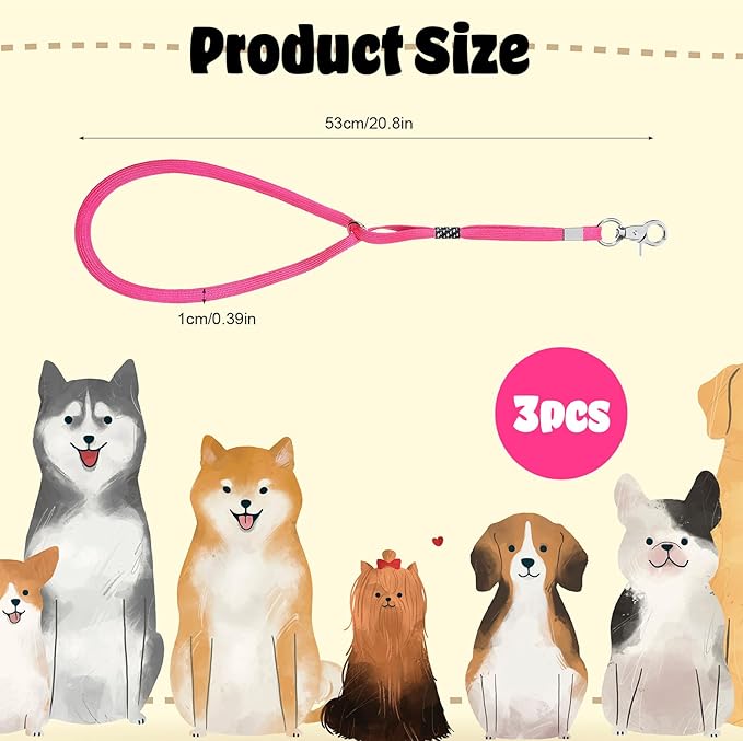 3 Pcs Grooming Loop, Nylon Restraint Noose Adjustable Groomers Helper Grooming Loop Fixed Safety Tether Straps Grooming Supplies for Pet Grooming Table Bathtub