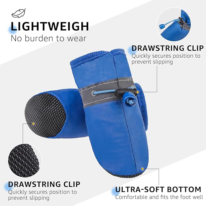 SCENEREAL Dog Shoes for Hot Pavement for Small Medium Dogs Paw Protectors, Summer Heat Boots Resistant Waterproof Soft Outdoor Walking Indoor Hardfloors, Blue Size 5