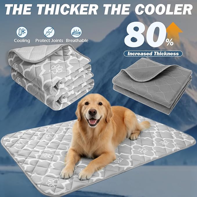 EXPAWLORER Dog Cooling Mat-28.3''*47.2'' Upgraded Extra Large Cooling Pad for Dog Dogs Cats Pets in Summer Keep Cool,Washable,Non-Slip Blanket for Grate Sofa Bed Outdoor(Gray)