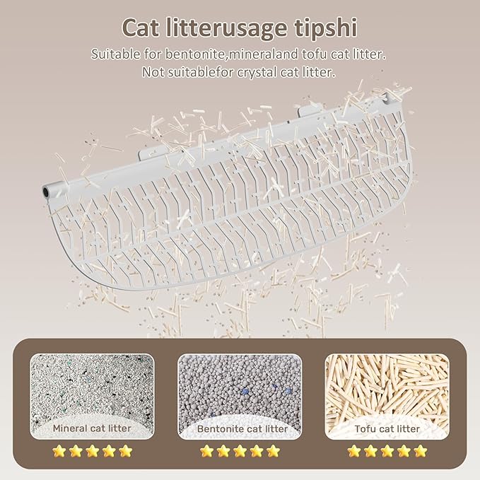 DuckSky (Large Diameter Cat Litter Filter Replacement Part for 65L+9L Self Cleaning Litter Box, Grey Cat Litter Strainer Accessory [Only Compatible with Orders Purchased After December 23, 2025]