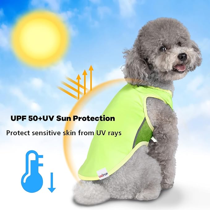 UPF 50+ Sun Protection Dog Shirt for Small Medium Dogs - Breathable Sleeveless Vest with Reflective Strips, Sports Fan Pet T-Shirt, Lightweight UV Protective Apparel P23ST00502L
